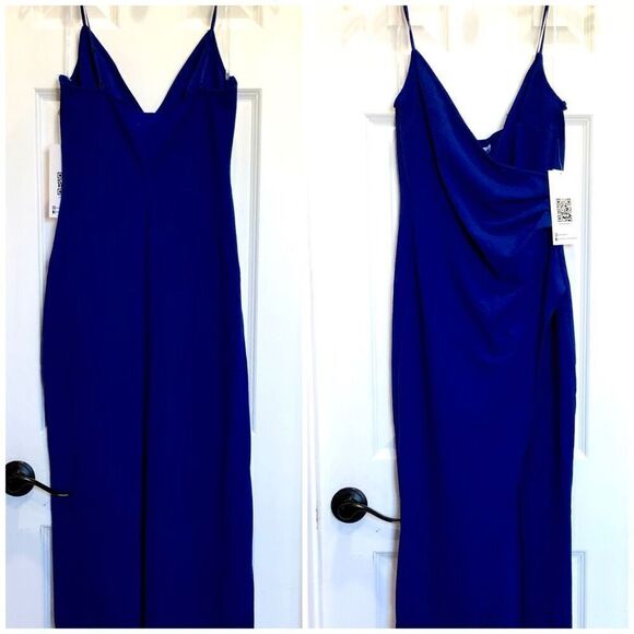 EMERALD SUNDAE - 🎉HP🎉 NWT - L Sz L High-Slit/V-Neck Side Ruched Gown/Royal Blue - Picture 2 of 16